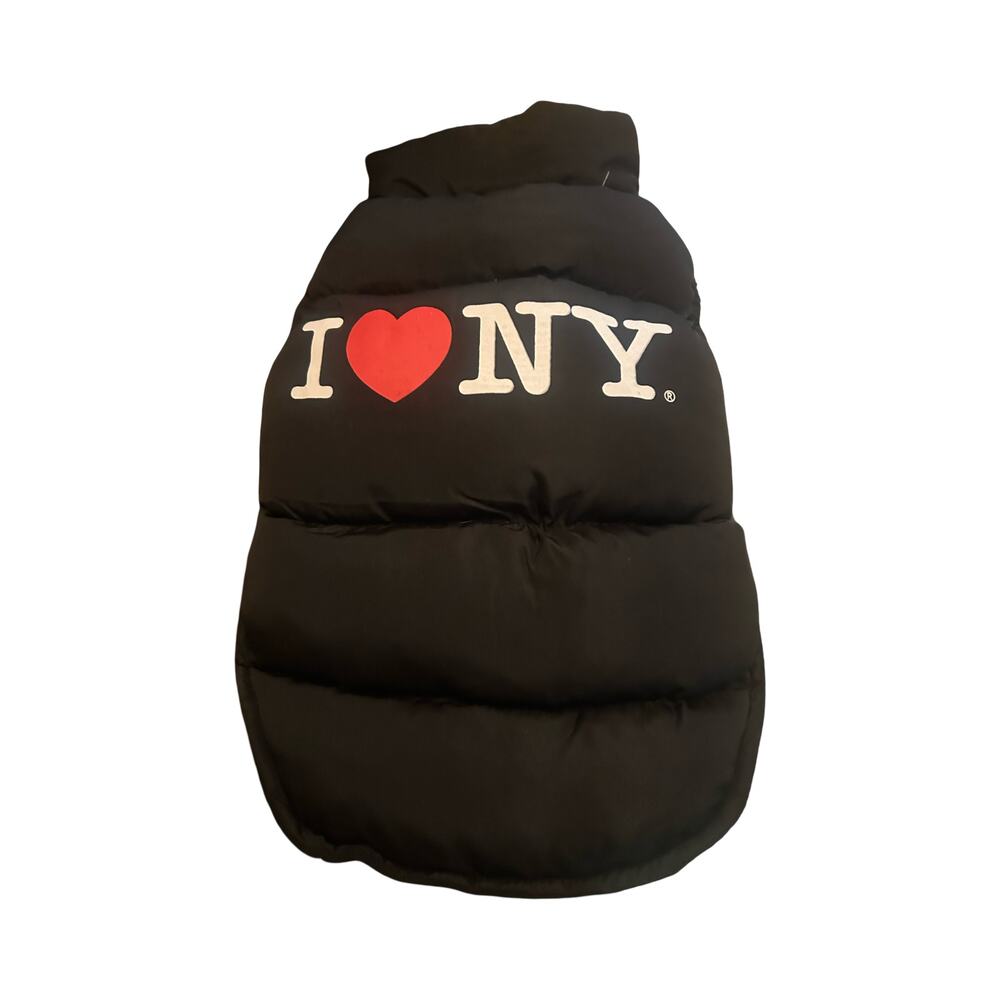 I Love NY Dog Puffer Jacket Black Size Small